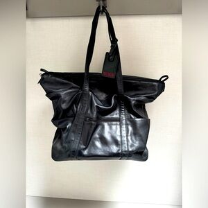 Leather Tumi large tote bag